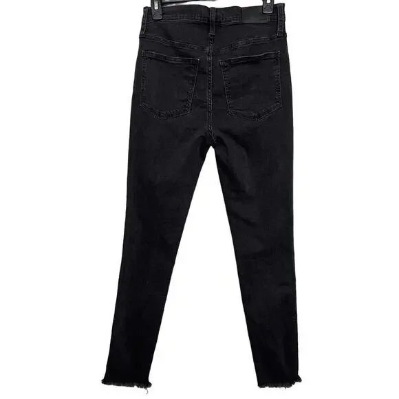 Madewell 10" High-Rise Skinny Jeans in Berkeley Black Women's 27 Tall Button Fly - Picture 4 of 9